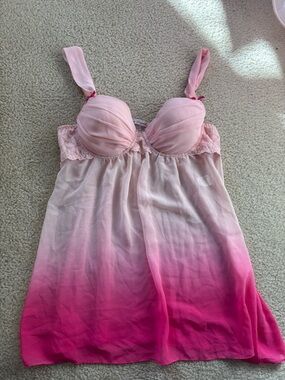 Linea Donatella Pink Ombre Lace-Trim Slip